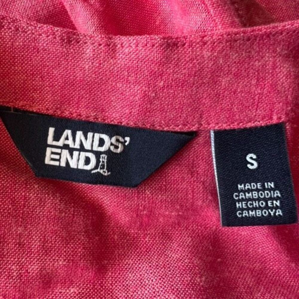 LANDS’ END Linen Tunic Women’s Size Small Hot Pink Split Neck Pockets NWT Top - Picture 11 of 14